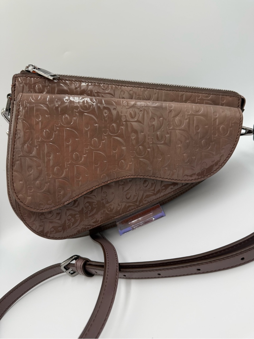 Dior Patton Leather Embossed Saddle Crossbody Bag